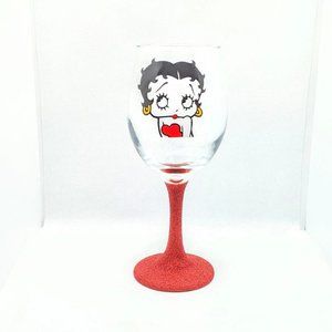 Betty Boop Glitter Stem Wine Glass